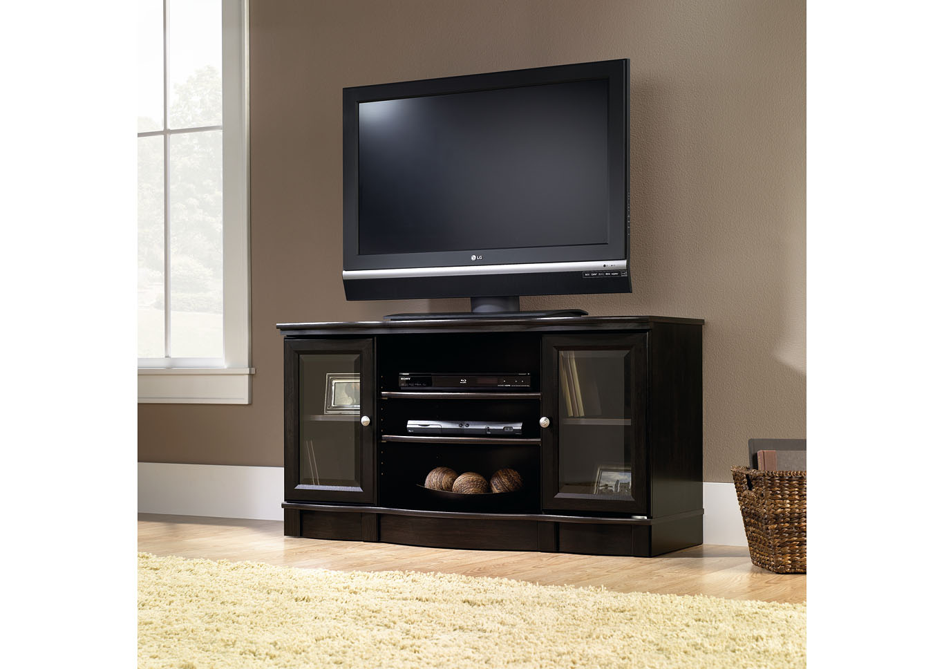 Regent Place Estate Black Panel Tv Stand,Sauder